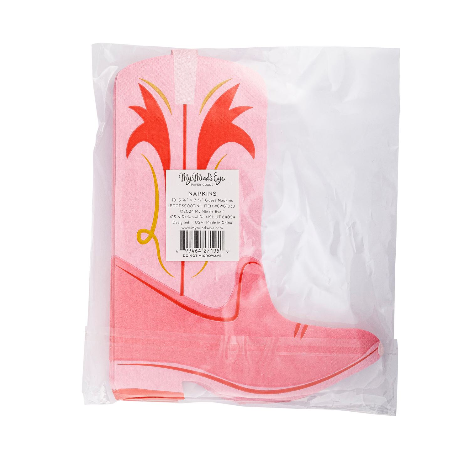 Pink Boot Shaped Paper Dinner Napkins - 18pk