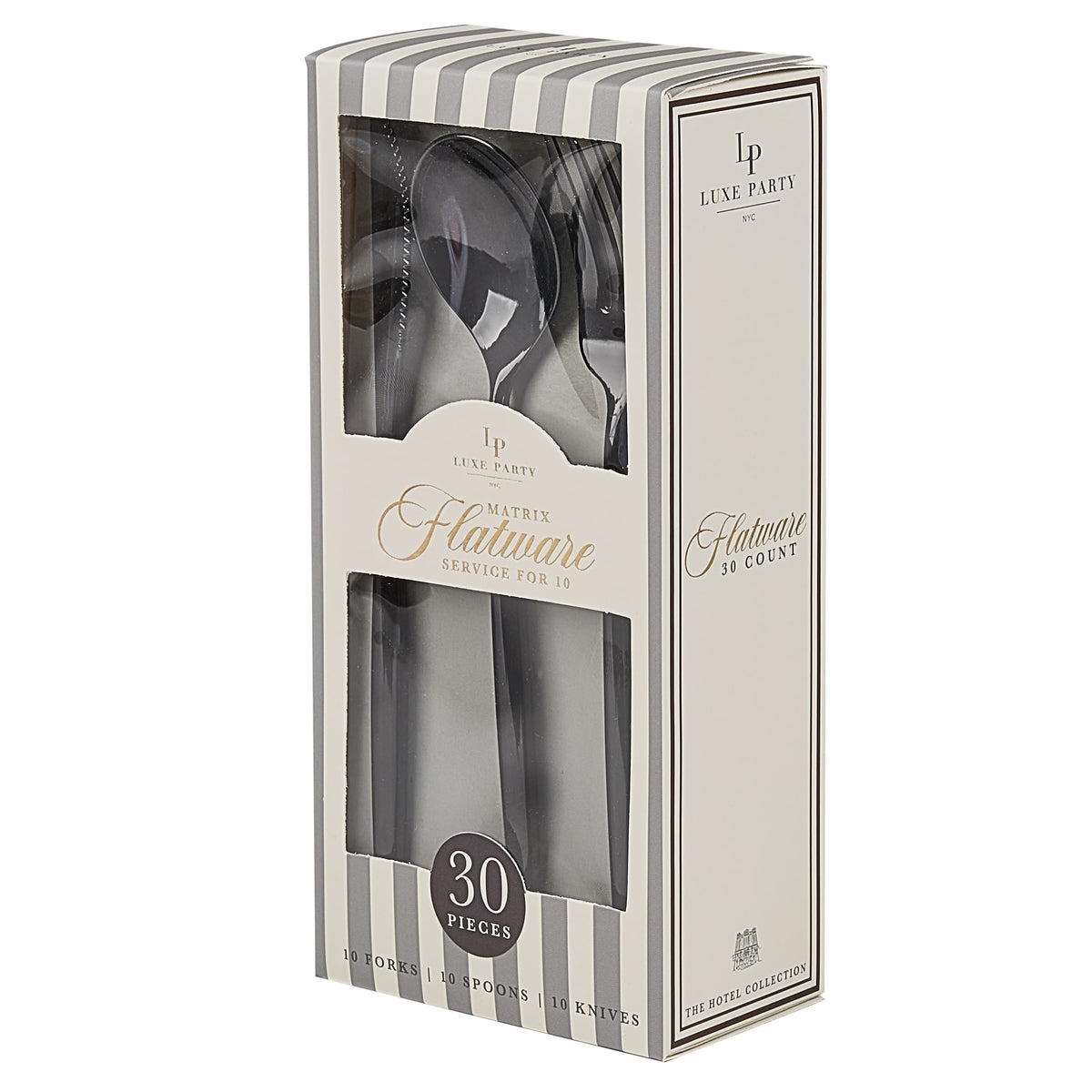 Matrix Black Plastic Cutlery Set - 30pc (Service for 10)