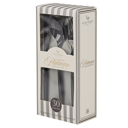 Matrix Black Plastic Cutlery Set - 30pc (Service for 10)