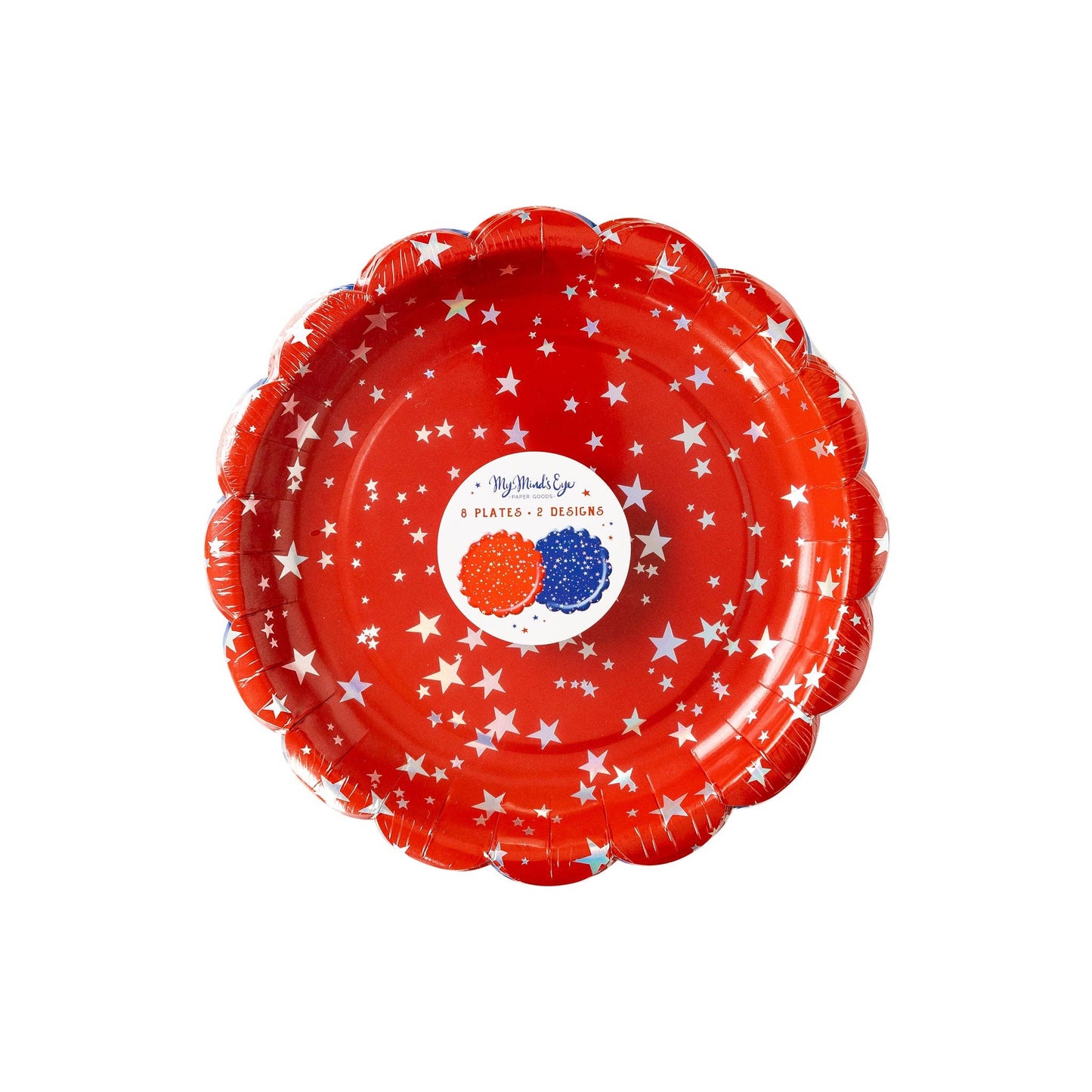 Red & Blue Assorted Scalloped Plate Set - 8pk