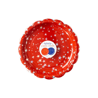 Red & Blue Assorted Scalloped Plate Set - 8pk