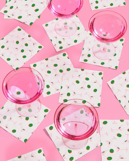 Martini & Olive Pattern Paper Cocktail Napkins - 25pk
