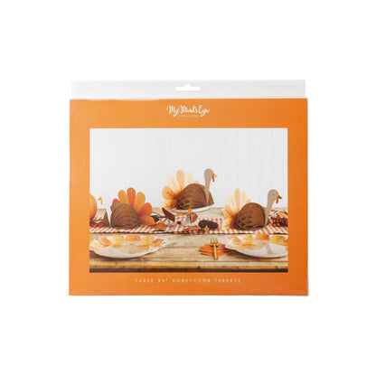 Honeycomb Turkey Thanksgiving Centerpieces - 3pk