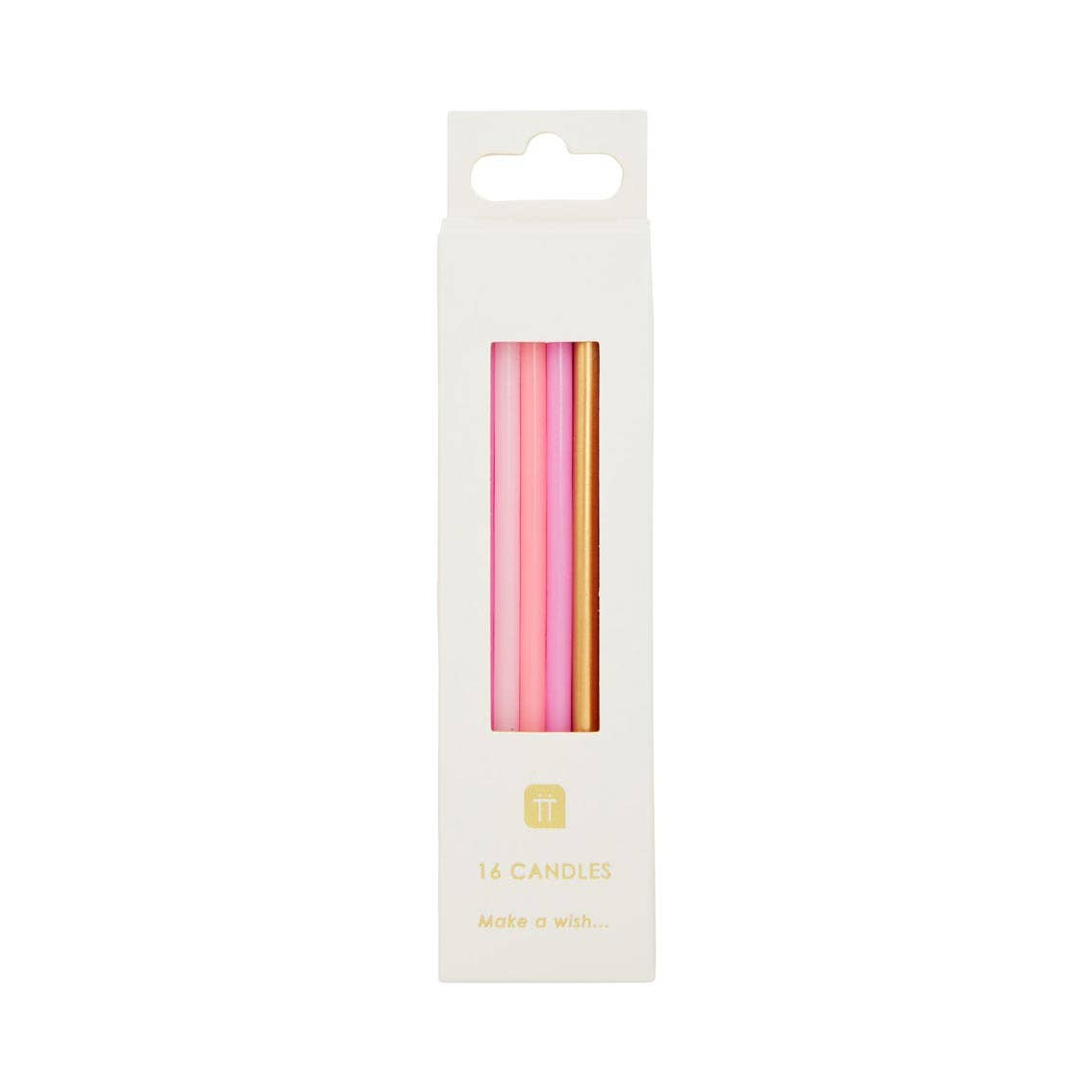 Pink & Gold Assorted Birthday Candle Set - 16pk