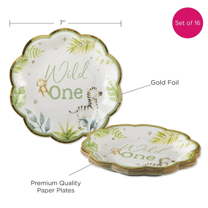 Safari Wild One Small Paper Party Plates - 16pk