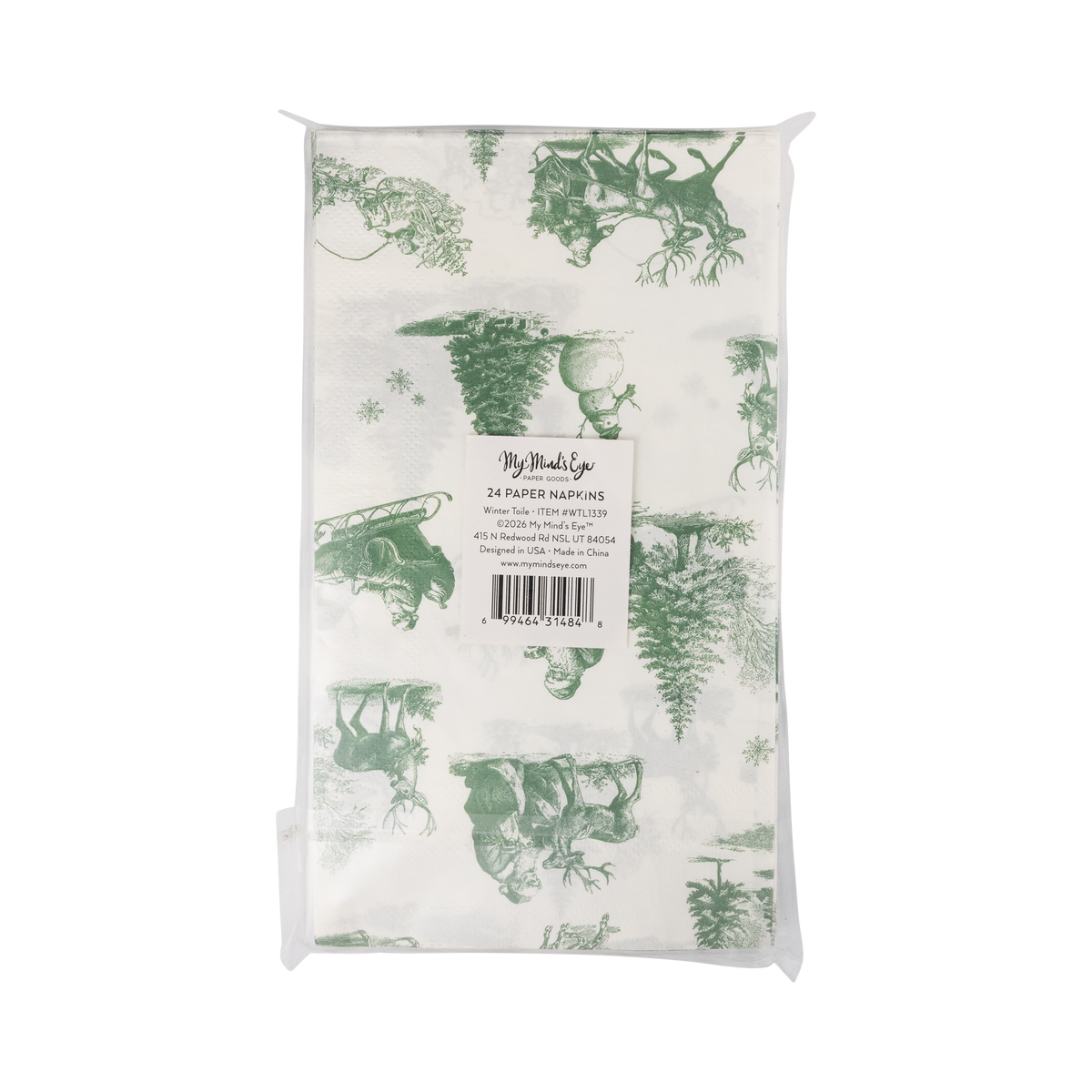 Green Christmas Toile Paper Dinner Napkins - 24pk