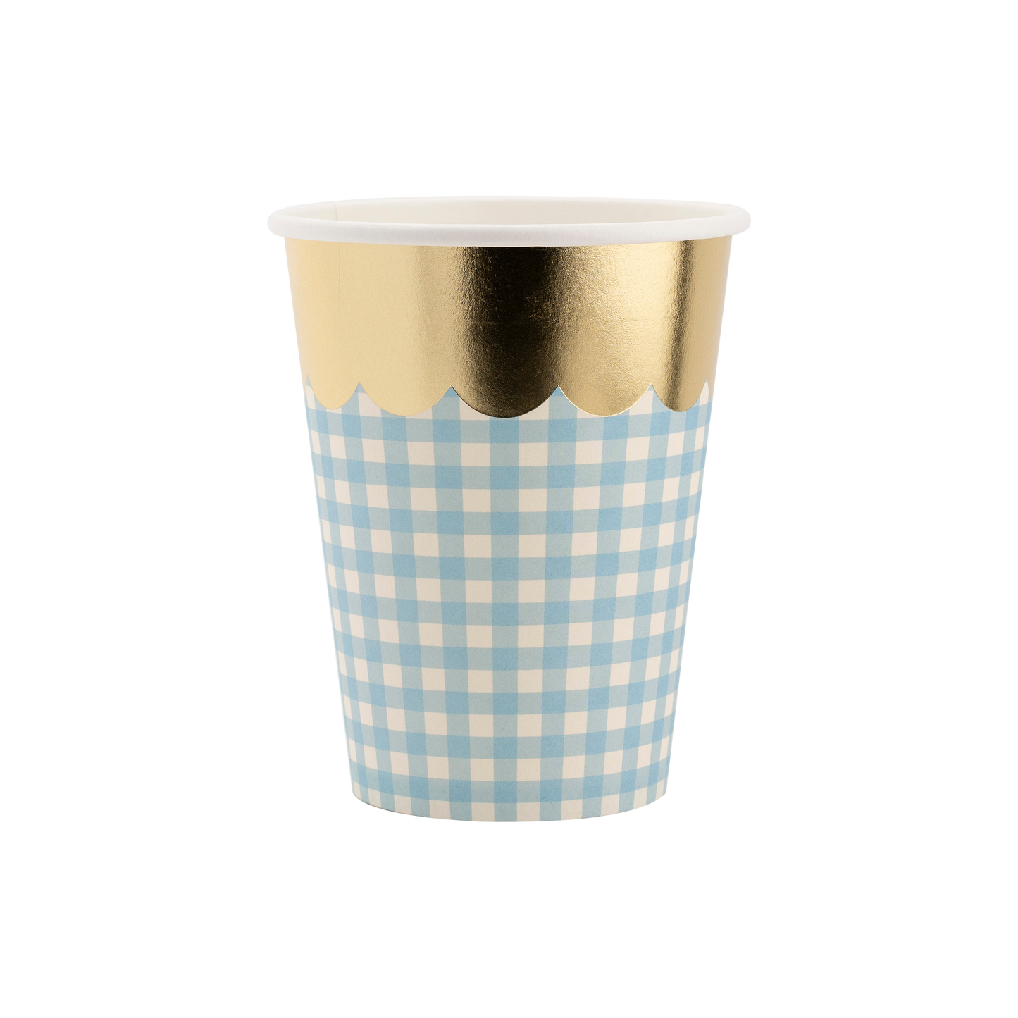 Gingham Assorted Pastel Cups with Gold Foil - 8pk