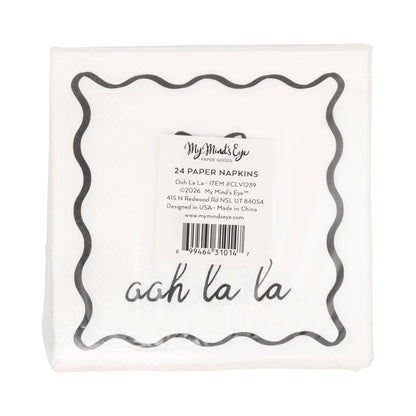 Oh La La Black and Cream Cocktail Napkins - 24pk