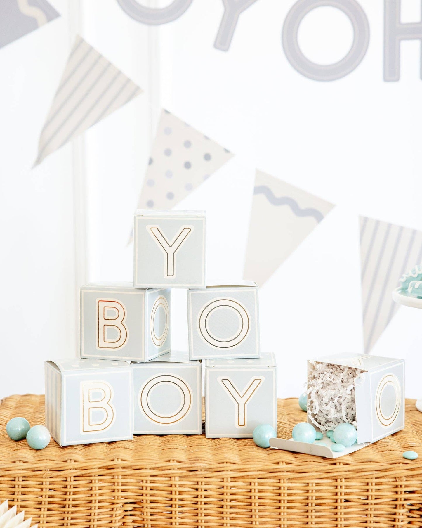 Blue Baby Boy Block Treat Boxes - 8pk