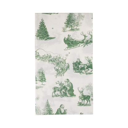 Green Christmas Toile Paper Dinner Napkins - 24pk