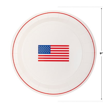 Round American Flag Paper Plates - 8pk