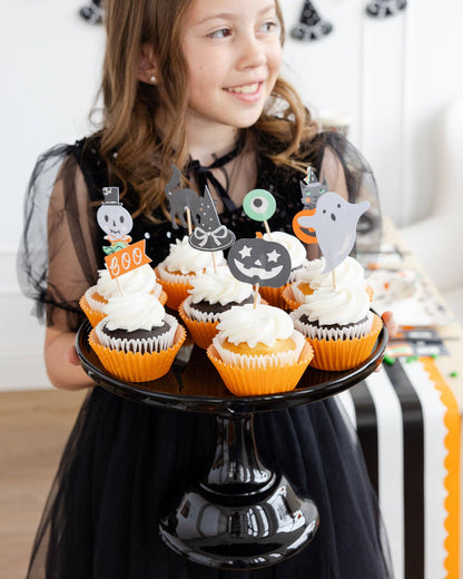 Halloween Tricks & Treats Cake / Cupcake Topper Set - 8pk