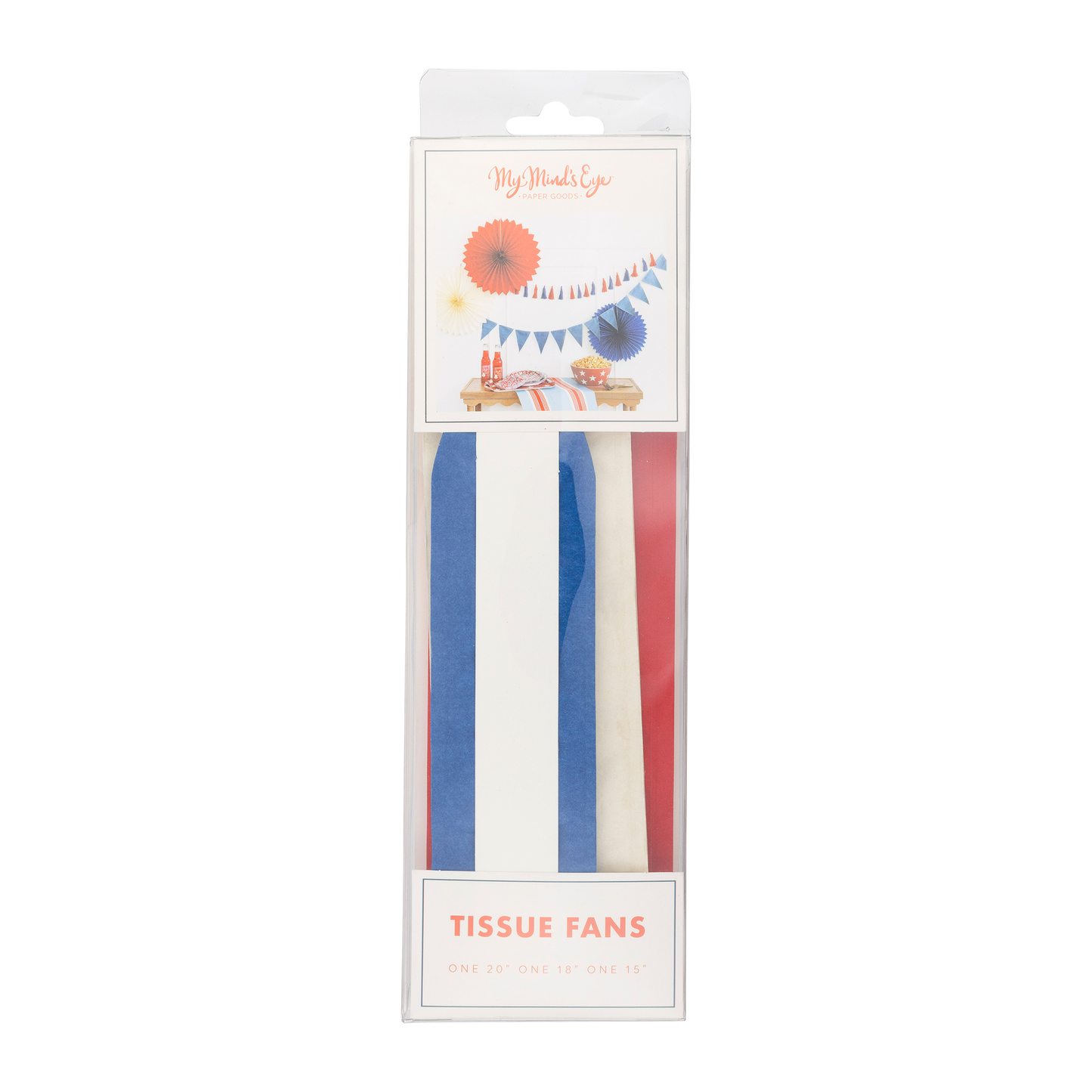 Red White and Blue Tissue Patriotic Party Fans - 3pk