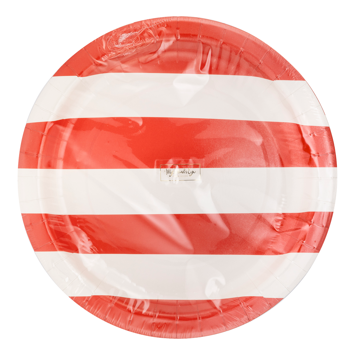 Red Striped 10" Round Paper Plates - 8pk