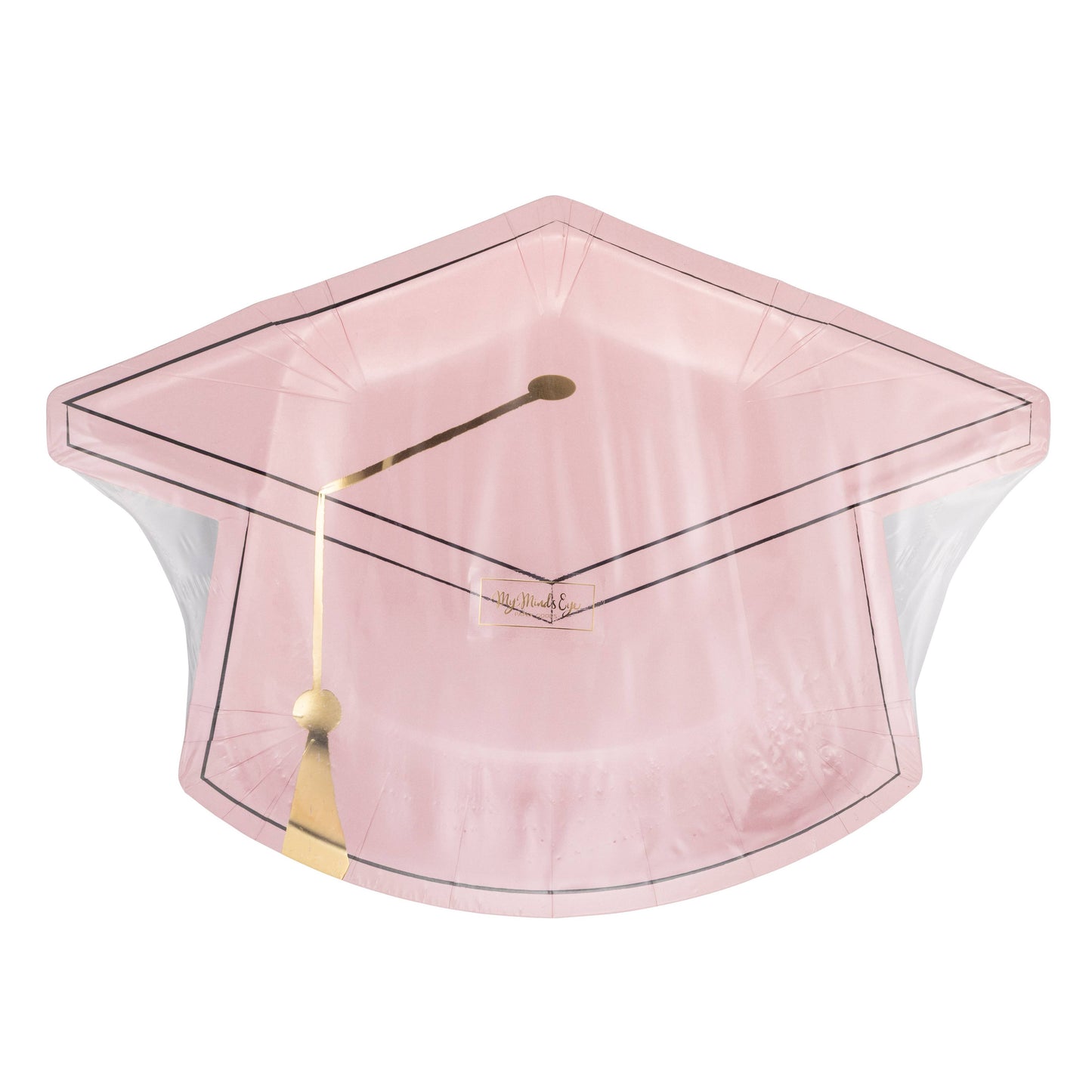 Pink Graduation Cap Shaped Plates - 8pk