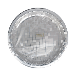 Silver Disco Ball 9" Paper Plates - 8pk