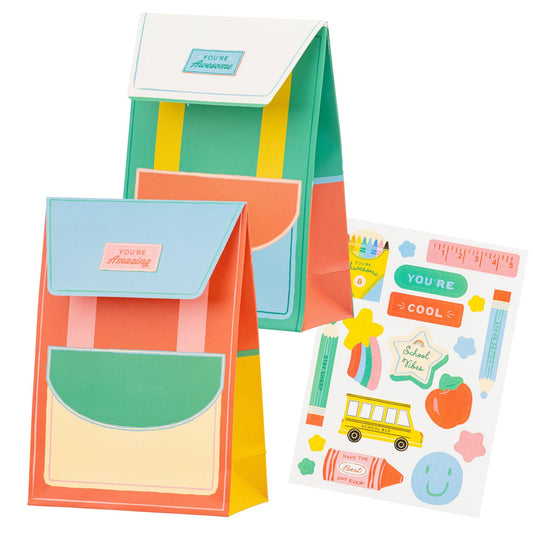 School Backpack Shaped Treat Bags - 8pk