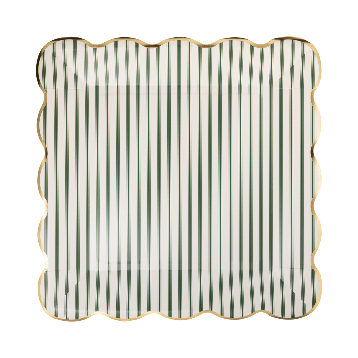 Green Ticking Stripe 10" Paper Dinner Plates - 8pk