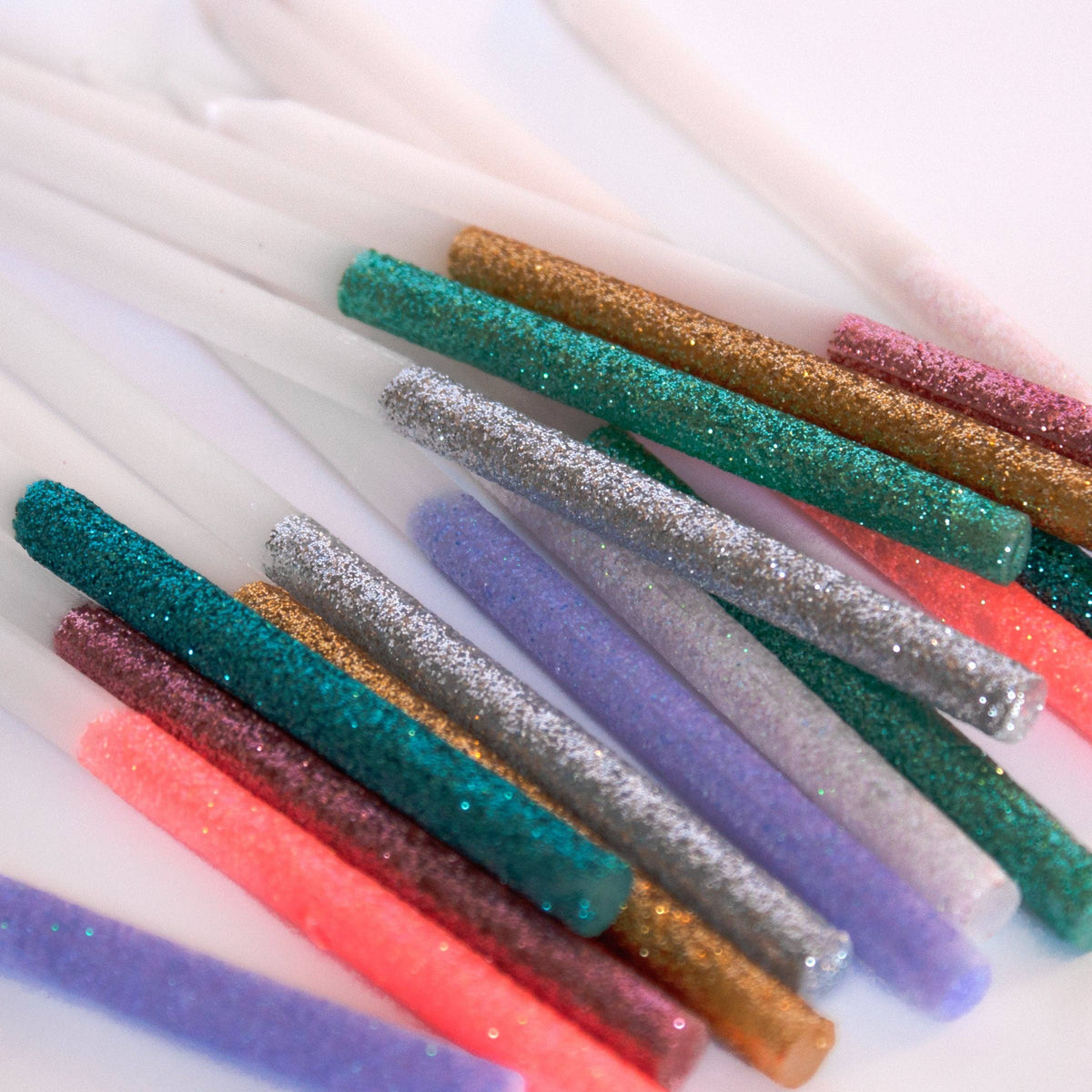 Multicolor Dipped Glitter Birthday Candles - 16pk