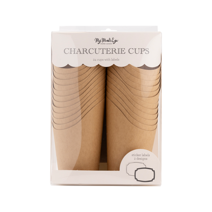 Kraft Charcuterie Cups with Sticker Labels - 24pk