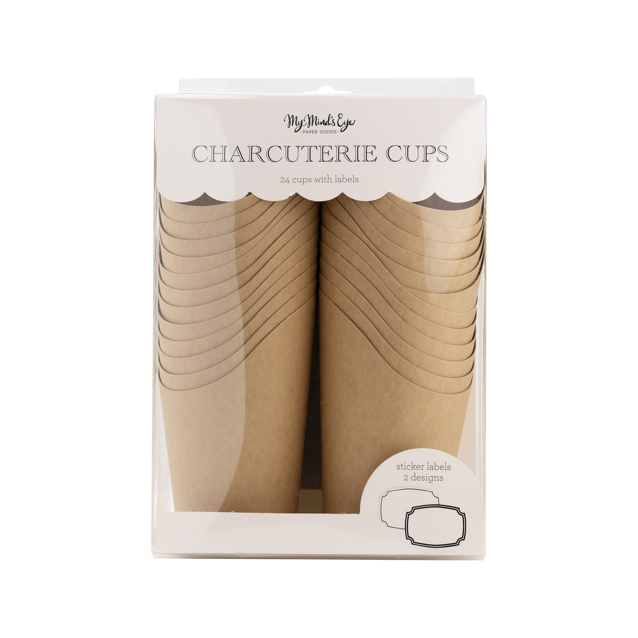 Kraft Charcuterie Cups with Sticker Labels - 24pk