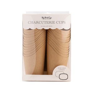 Kraft Charcuterie Cups with Sticker Labels - 24pk