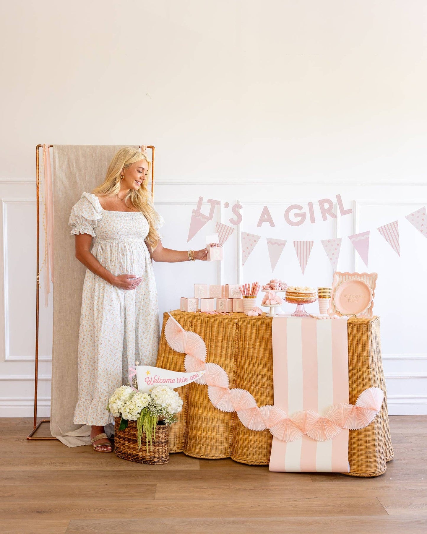 Pink Tissue Bunting Banner