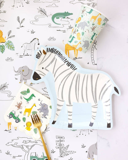 Safari Zebra Shaped Paper Plates - 8pk