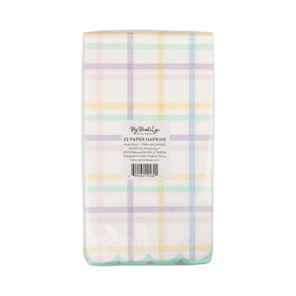 Pastel Plaid Scalloped Guest Towel Napkins - 24pk