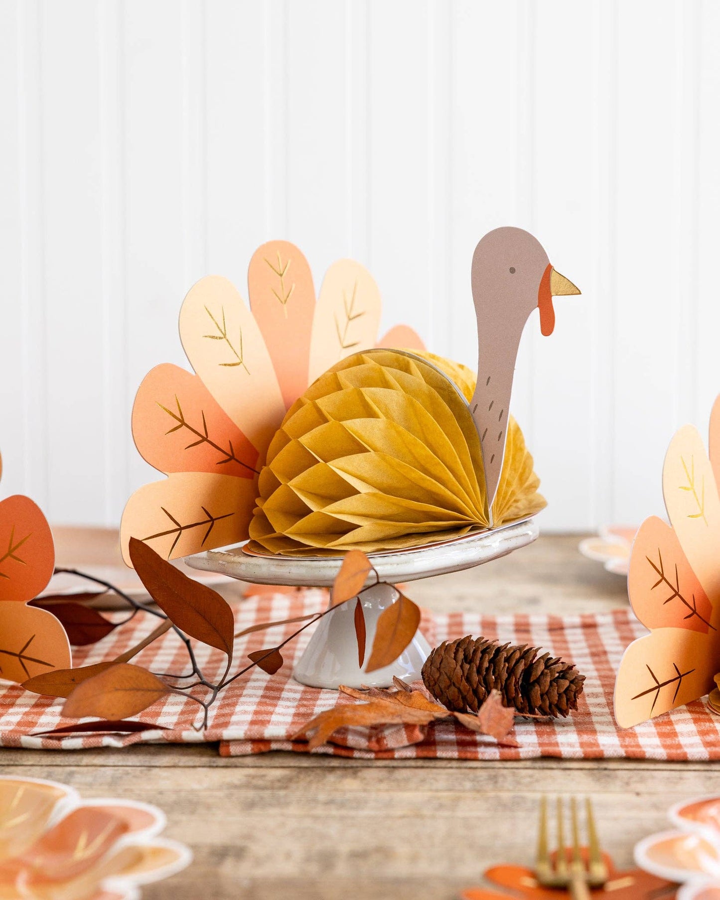 Honeycomb Turkey Thanksgiving Centerpieces - 3pk