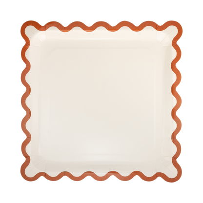 Rust Ric Rac Large 10" Square Paper Plates - 8pk