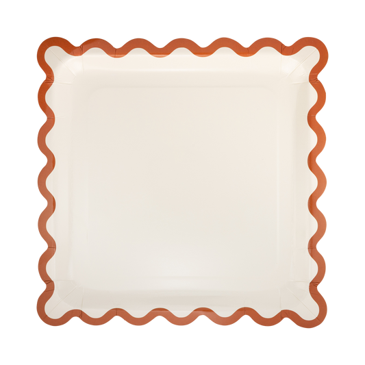 Rust Ric Rac Large 10" Square Paper Plates - 8pk