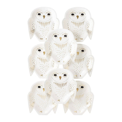 Spellbound White Owl Shaped Paper Plates - 8pk