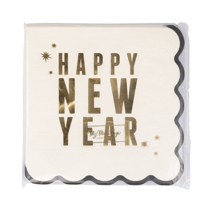 Happy New Year Scalloped Cocktail Napkins - 18pk