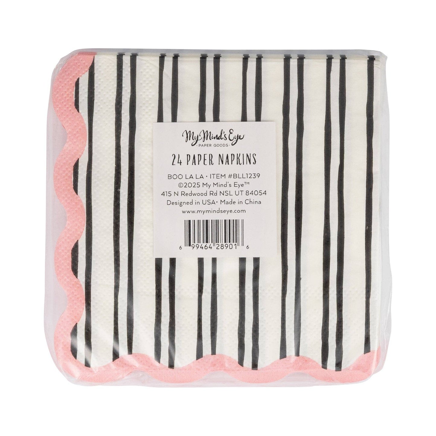 White & Black Striped Cocktail Napkins - 24pk