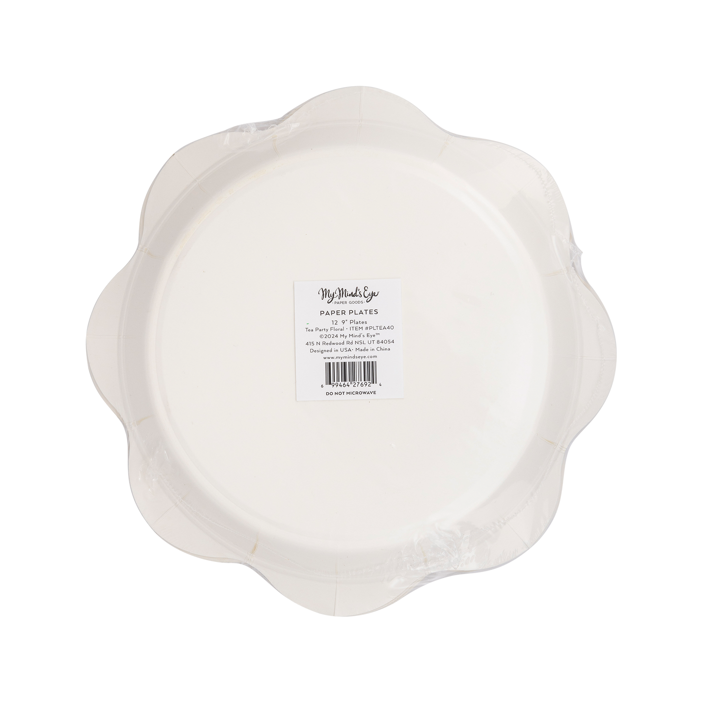 Tea Party Floral Scalloped Round Paper Plates - 8pk