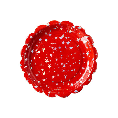 Red & Blue Assorted Scalloped Plate Set - 8pk