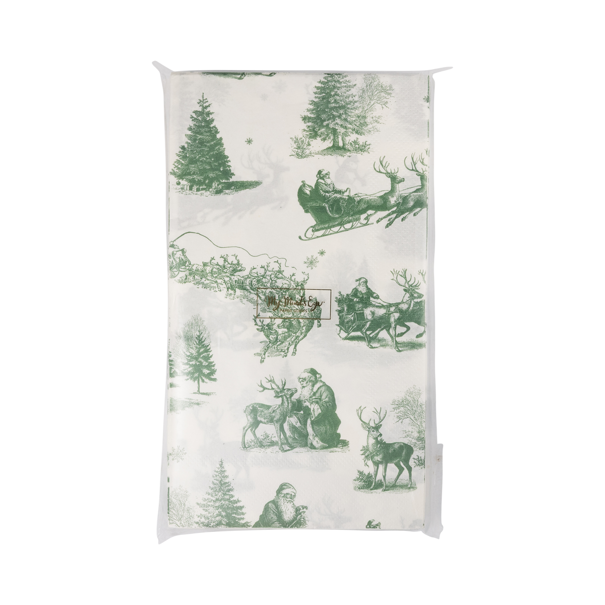 Green Christmas Toile Paper Dinner Napkins - 24pk