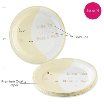 Love You to the Moon Baby Shower Small Paper Plates - 16pk