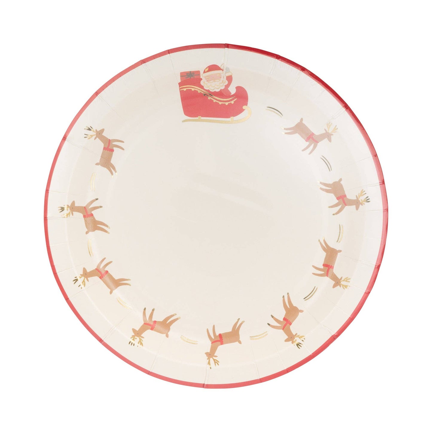 Santa with Reindeer Paper Plates - 8pk