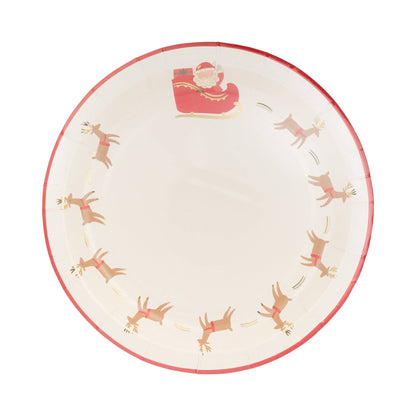 Santa with Reindeer Paper Plates - 8pk