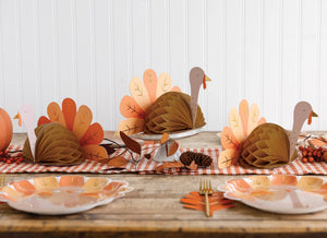 Honeycomb Turkey Thanksgiving Centerpieces - 3pk