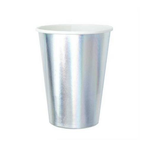 Posh Stellar Silver Iridescent Foil Cups - 12 oz