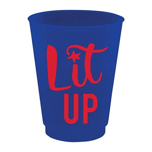 Lit Up Fourth of July Blue Plastic Party Cups 16 oz.