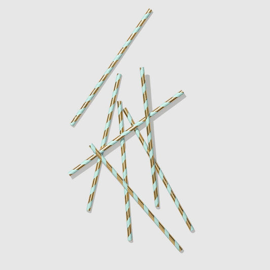 Mint and Gold Paper Straws (25 Count)