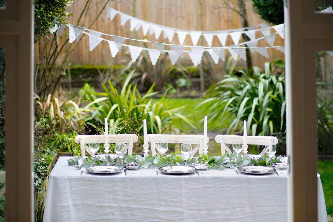 White Lace Paper Pennant Garland