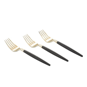 Black and Gold Plastic Mini Forks | 20 Forks