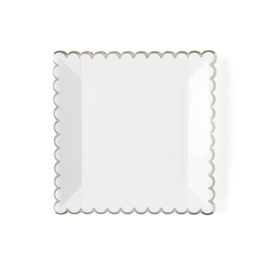 Winter White 9" White Scalloped Plates - 8pk