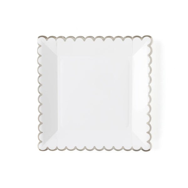 Alice in a Winter Wonderland Square Paper Dinner Plates in White - 8 Per  Package