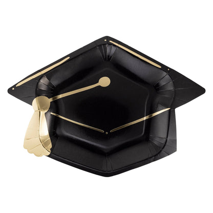 Graduation Cap Shaped Paper Plates - 8pk